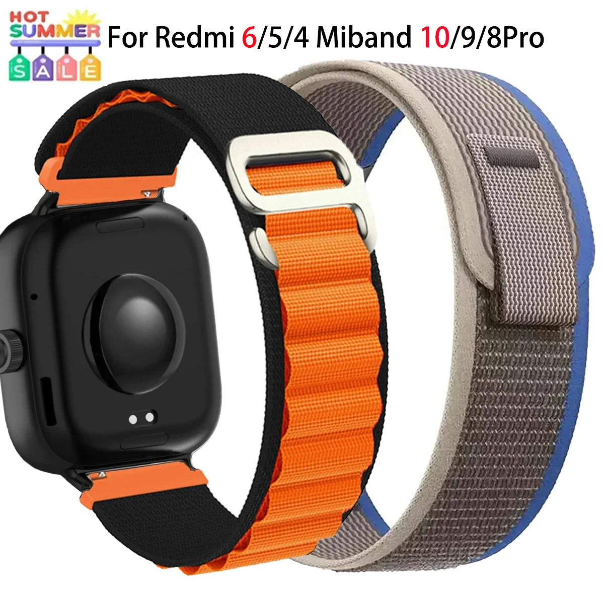 HOT Trail Nylon-Schlaufenarmband für Xiaomi MiBand 10/9/8Pro Armband Elastisches Uhrenarmband für Redmi Watch 6 5 4 Sportband-Zubehör