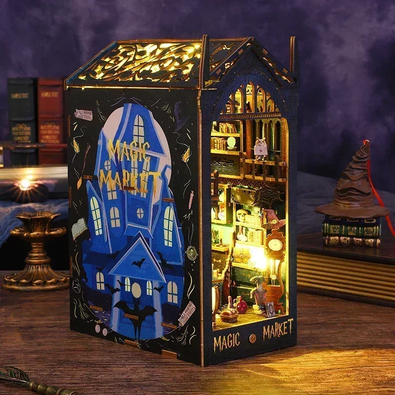 

Набор для сборки книжного уголка DIY Magic Market: деревянный книжный уголок с подсветкой, 3D-пазл, подставка для книг