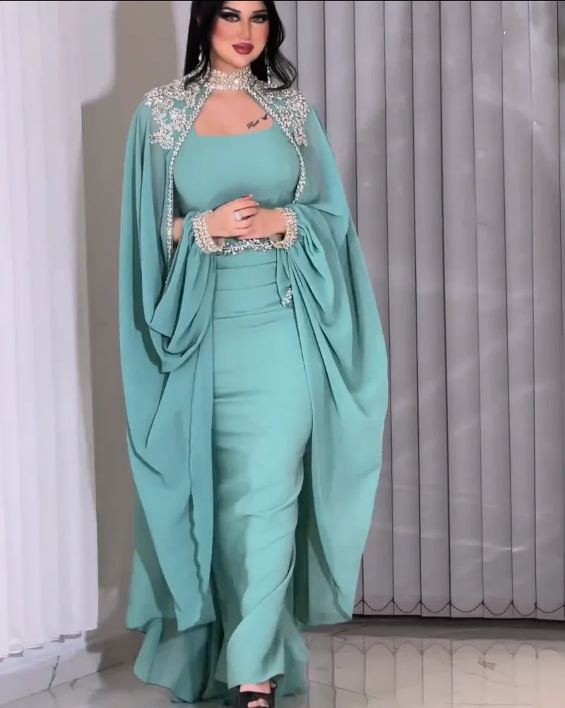 تخصيص جيرسي مطرزة الديكور ذوي الياقات العالية غمد فساتين متوسطة الطول مناسبة مخصصة رائعة تألق مساء رسمي