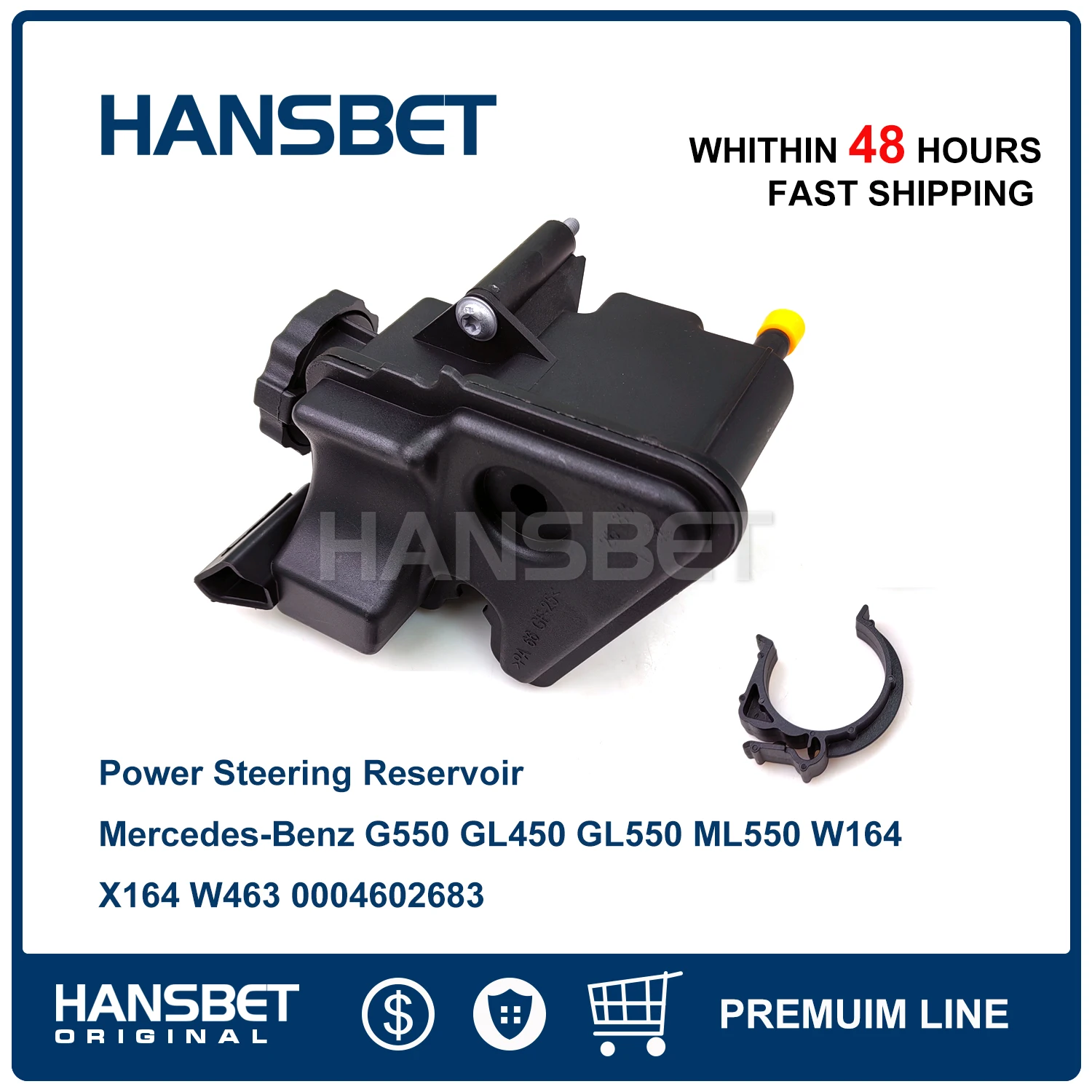 

Power Steering Reservoir w/Cap For Mercedes-Benz G550 GL450 GL550 ML550 W164 X164 W463 0004602683 HANSBET