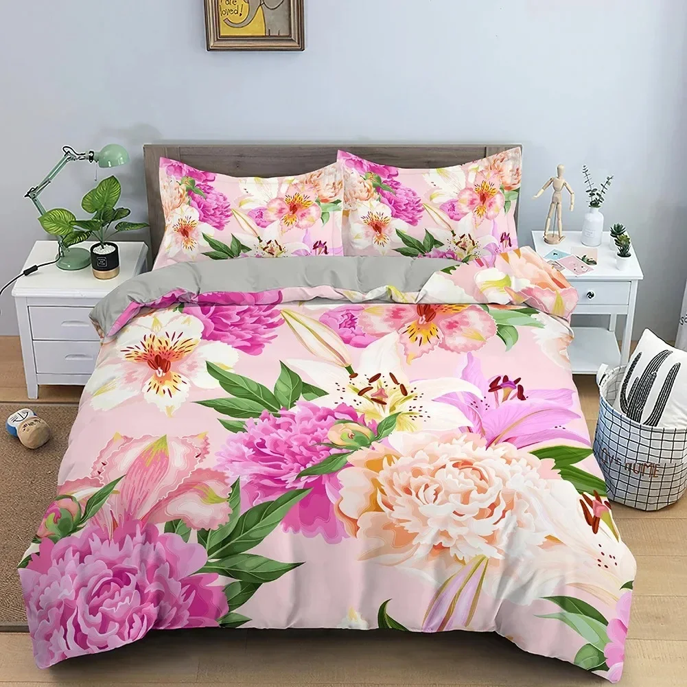 

Rose Flower Comfortable Duvet Quilt Cover Pillowcase Bedding Set Children Bedroom Decoration Home Textile