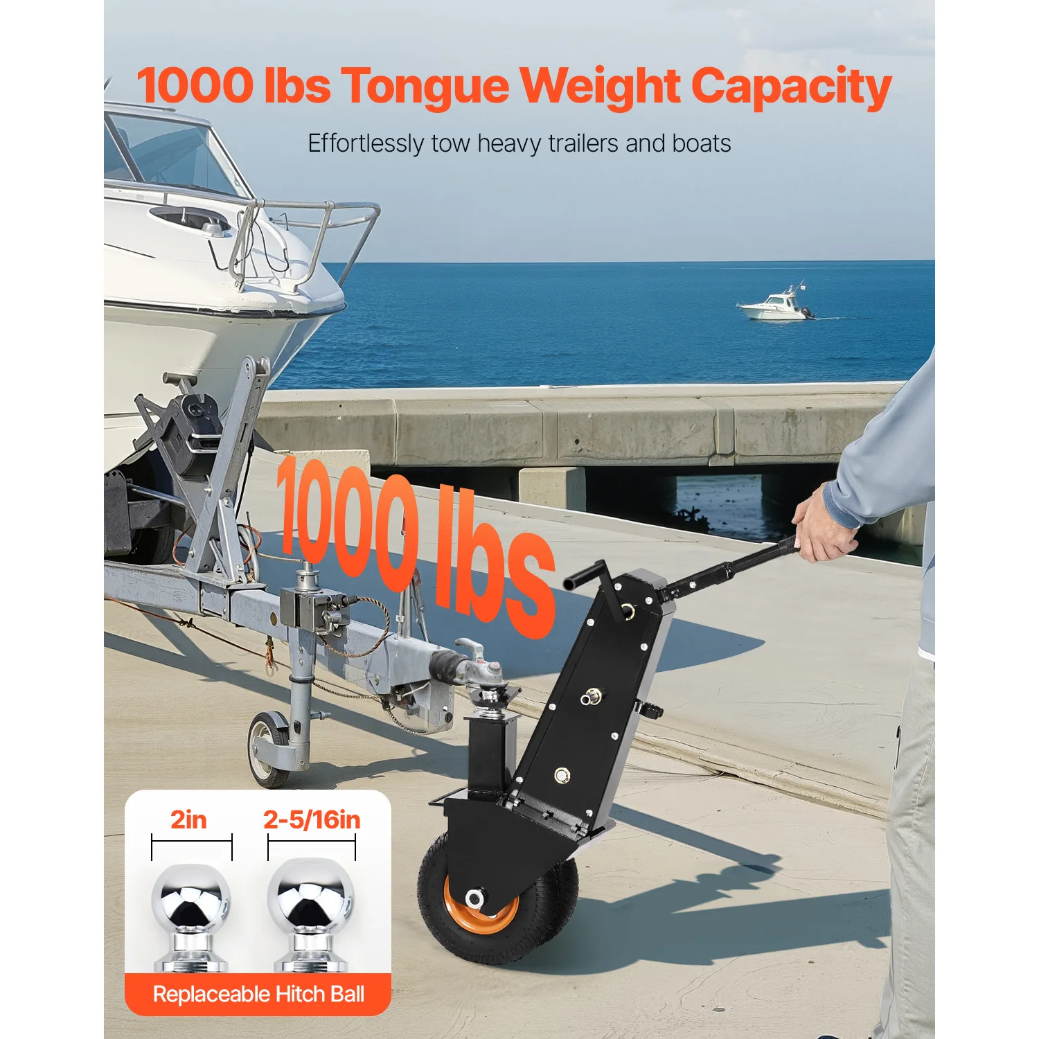 Trailer Mover Dolly Manual or Electric Wrench Drive with 2in & 2-5/16in Replaceable Hitch Balls