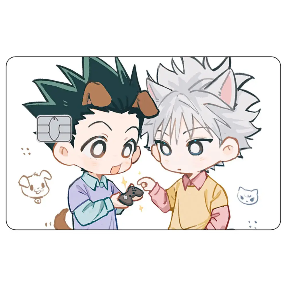 Anime HUNTER Cartoon Kreditkarte Haut Aufkleber Killua Lizenz Karte Abdeckung Aufkleber Kleine Chip Vorderseite Sammeln Dekoration