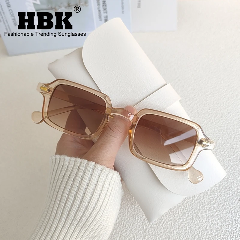HBK Fashion Square Sunglasses Women Retro Rivets Decoration Gradient Shades UV400 Men Leopard Blue Rectangle Sun Glasses image 2