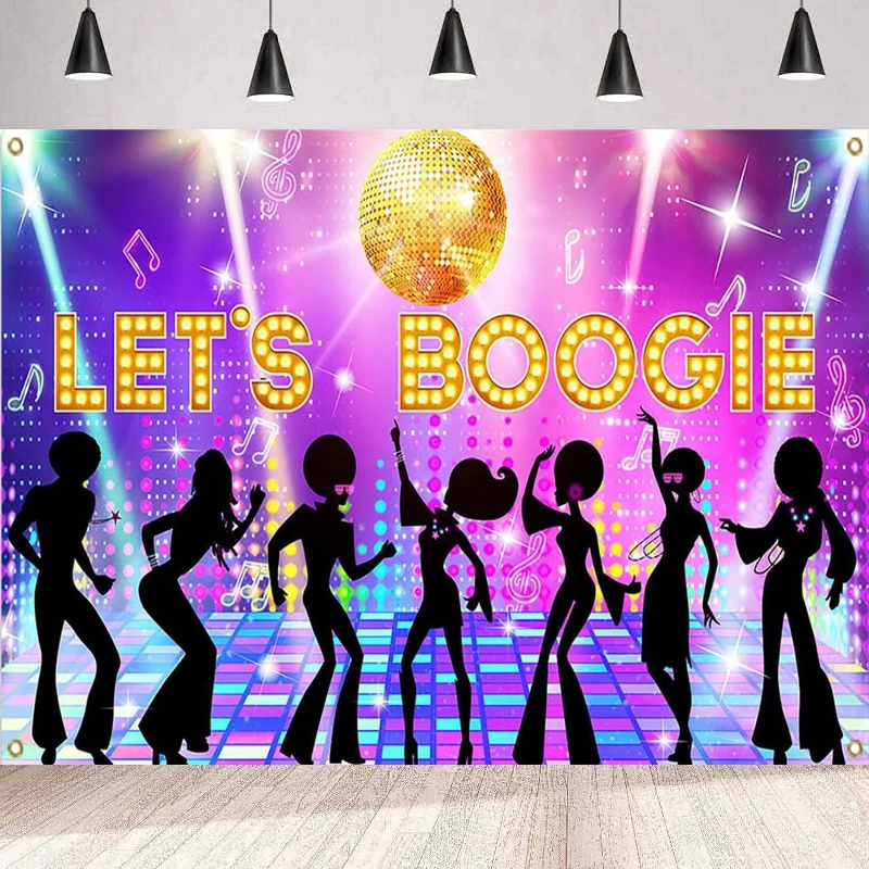 

Photography Backdrop Back to 70s 80s 90s Let's Boogie Disco Party Banner Disco Dancing Night Background Wall Birthday Party