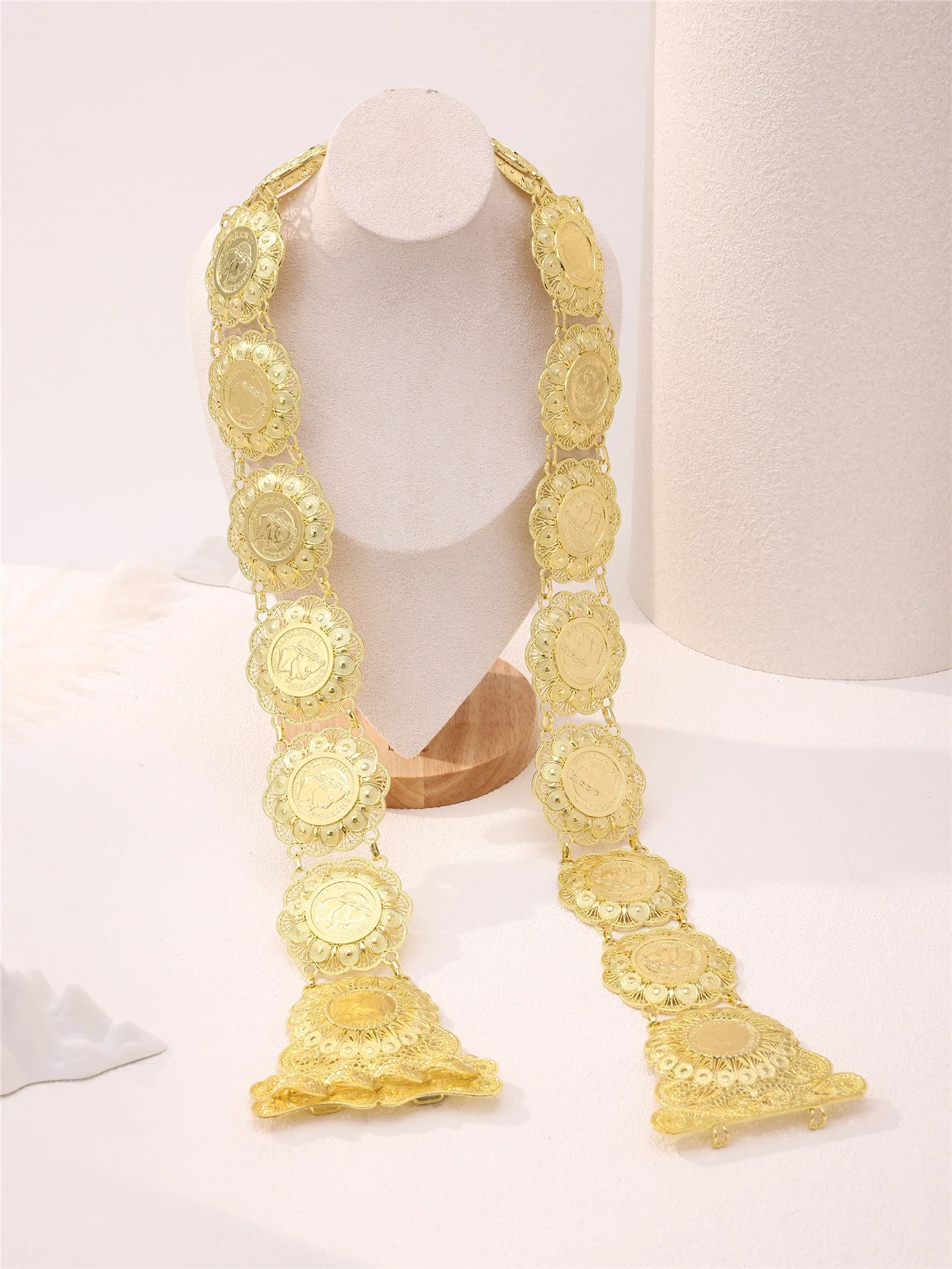 Arab Pure Zinc Alloy Waist Chain Lightweight Delicate Women's Wedding Belt Adjustable Length Suitable For Daily Holiday Parties