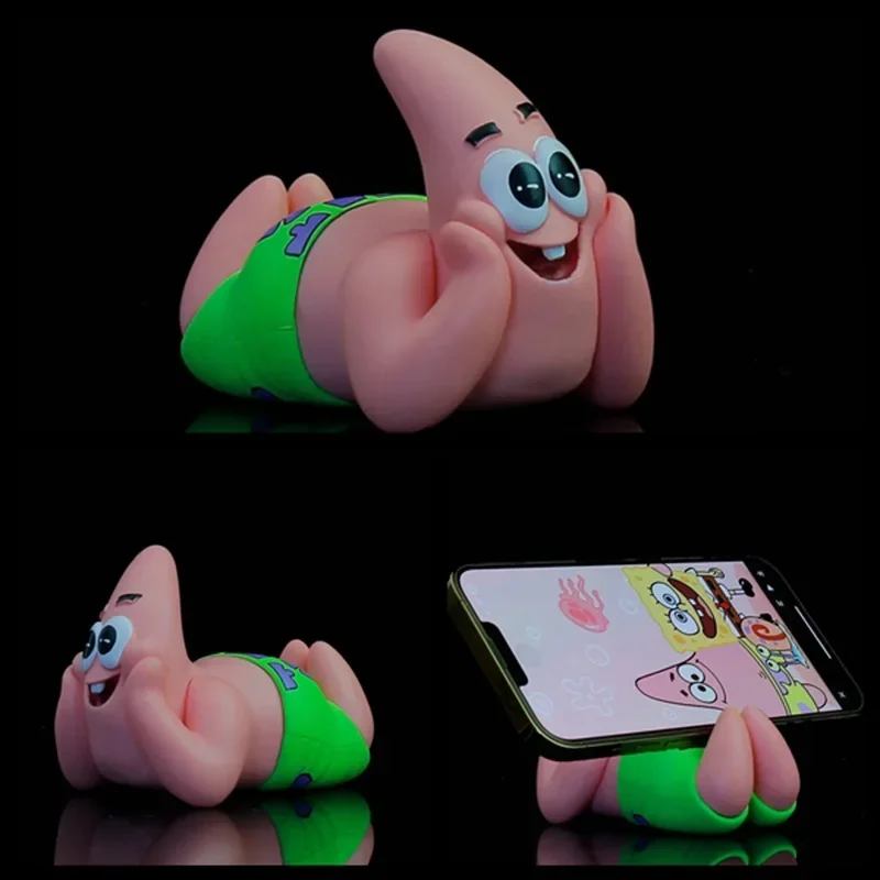 2024 new Cute Patrick Star Phone Stand PVC Action Doll Model Toy 8cm Sponge Baby Pi Da Xing