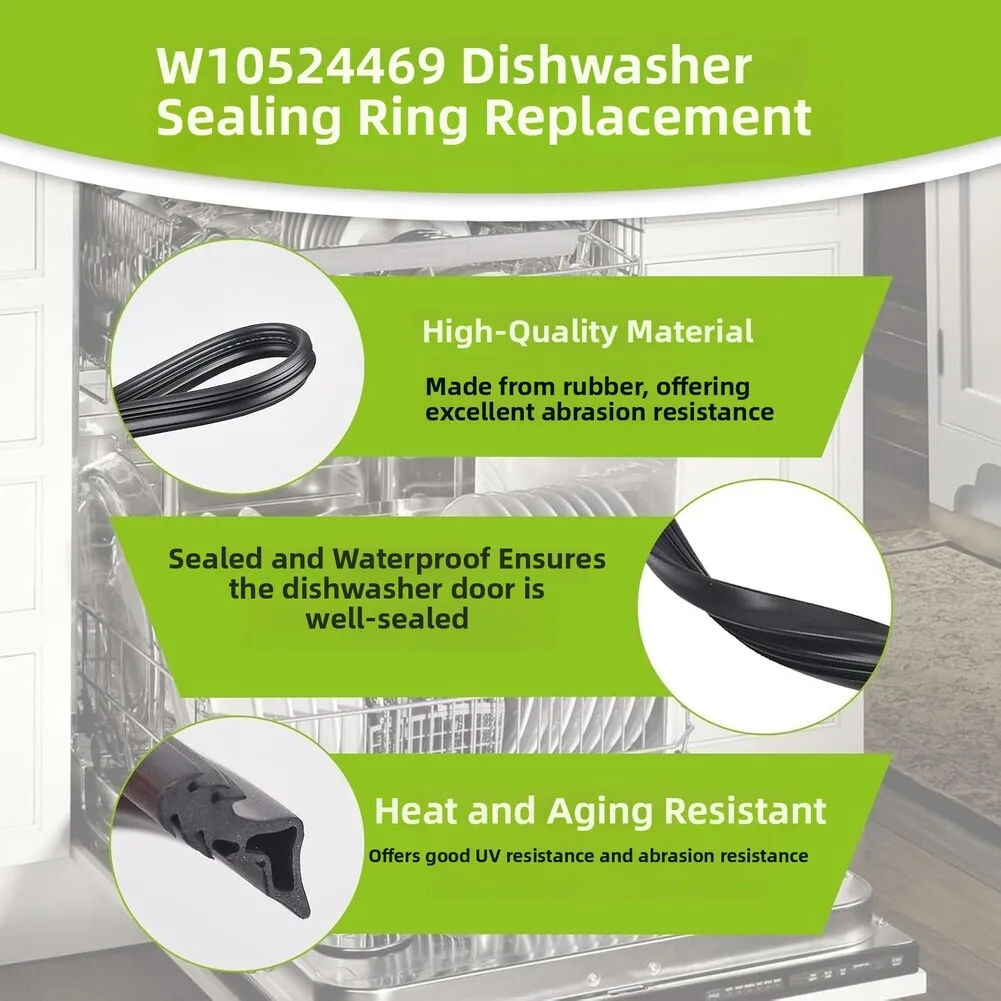 Seal Gasket for Dishwasher Door Compatible with For W10524469 WPFor W10524469 and Dishwasher Models Requiring This Fit