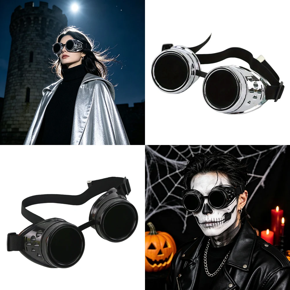 1pc Punk Gothic Style Retro Eye Protection Glasses, Windproof and Dustproof Glasses, Halloween Decorative Glasses, Cosplay Prop