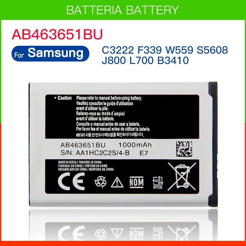 АБ 463651 Аккумулятор BU для телефона Samsung B3410,B5310,C3200,C3510,C3530,C6112,M7500,M7600,S3370,S36500 GT-S5610 +Номер отслеживания