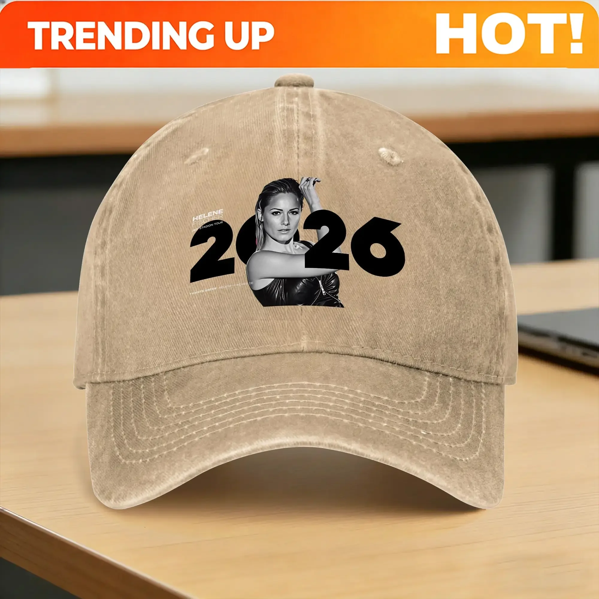 Custom H-Helene Fischer 360° Stadium Tour Washed Baseball Cap Y2k Retro Sun Trucker Hat Summer Unisex-Teens Outdoor Gym