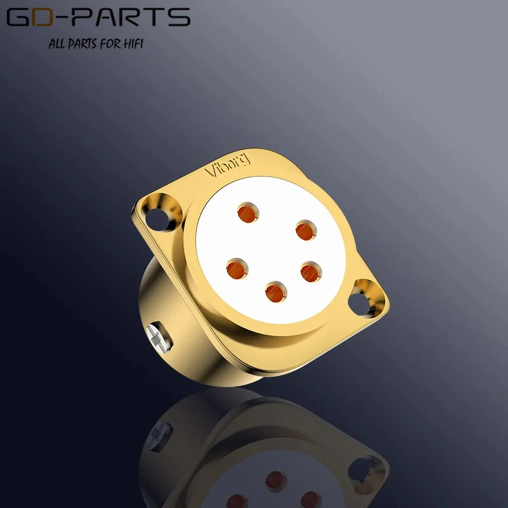 Viborg CF205G 5Pin XLR Socket 24K Gold Plated Copper Accept Stax Pro Bias Headphones Socket Stax Headphone Plug