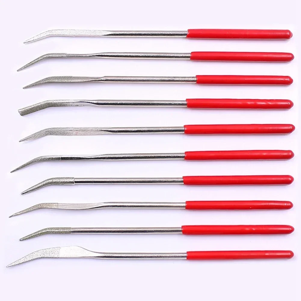 Diamond File Set Needle File Set Elbow Curved File Bend Head Mini Needle File For Stone Glass Metal Carving Craft High Quality