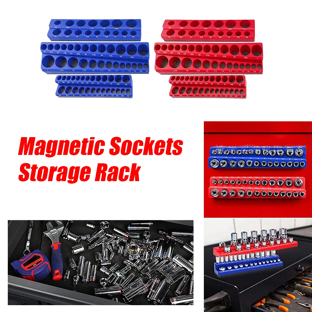 

Магнитные органайзеры для торцевых головок, набор магнитных лотков для метрических и дюймовых головок SAE, 1/2, 3/8, 1/4 дюйма, профессиональный органайзер для инструментов