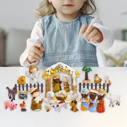 24 Pcs Christmas Nativity Scene Advent Calendar Set Hand Painted Indoor Toy Figurine Craft for Girls Kids Teens Boys Children