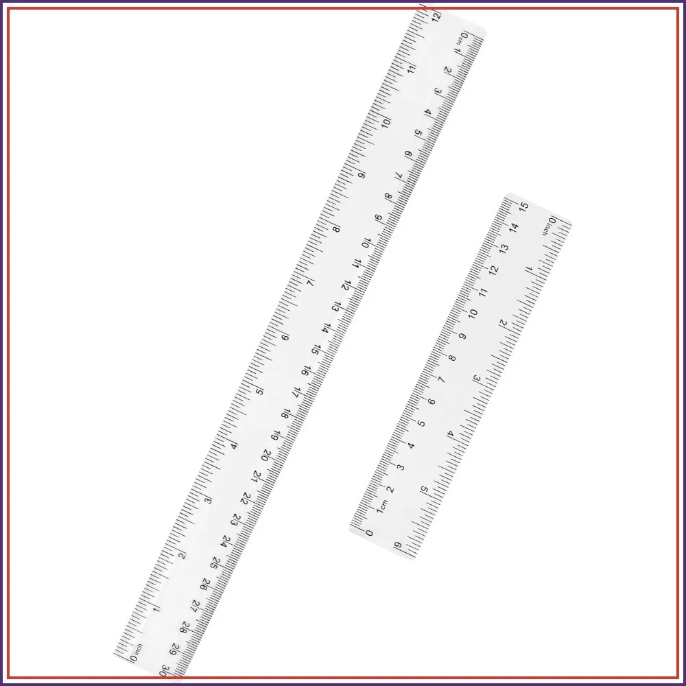 Clear Plastic Ruler 6+12 Inch, Shatterproof, Dual Scale for School Office