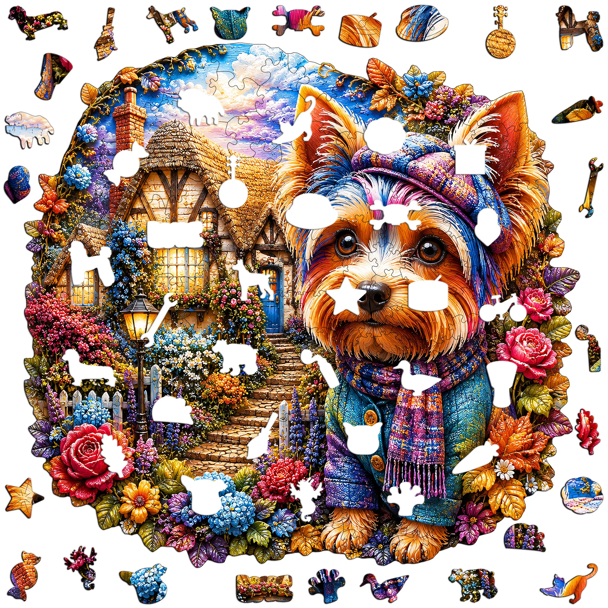 Spooky Halloween Flat Wooden Puzzle - Brain Teaser - Animal Jigsaw Puzzle - Tabletop Puzzle Game - Special Occasion Gift