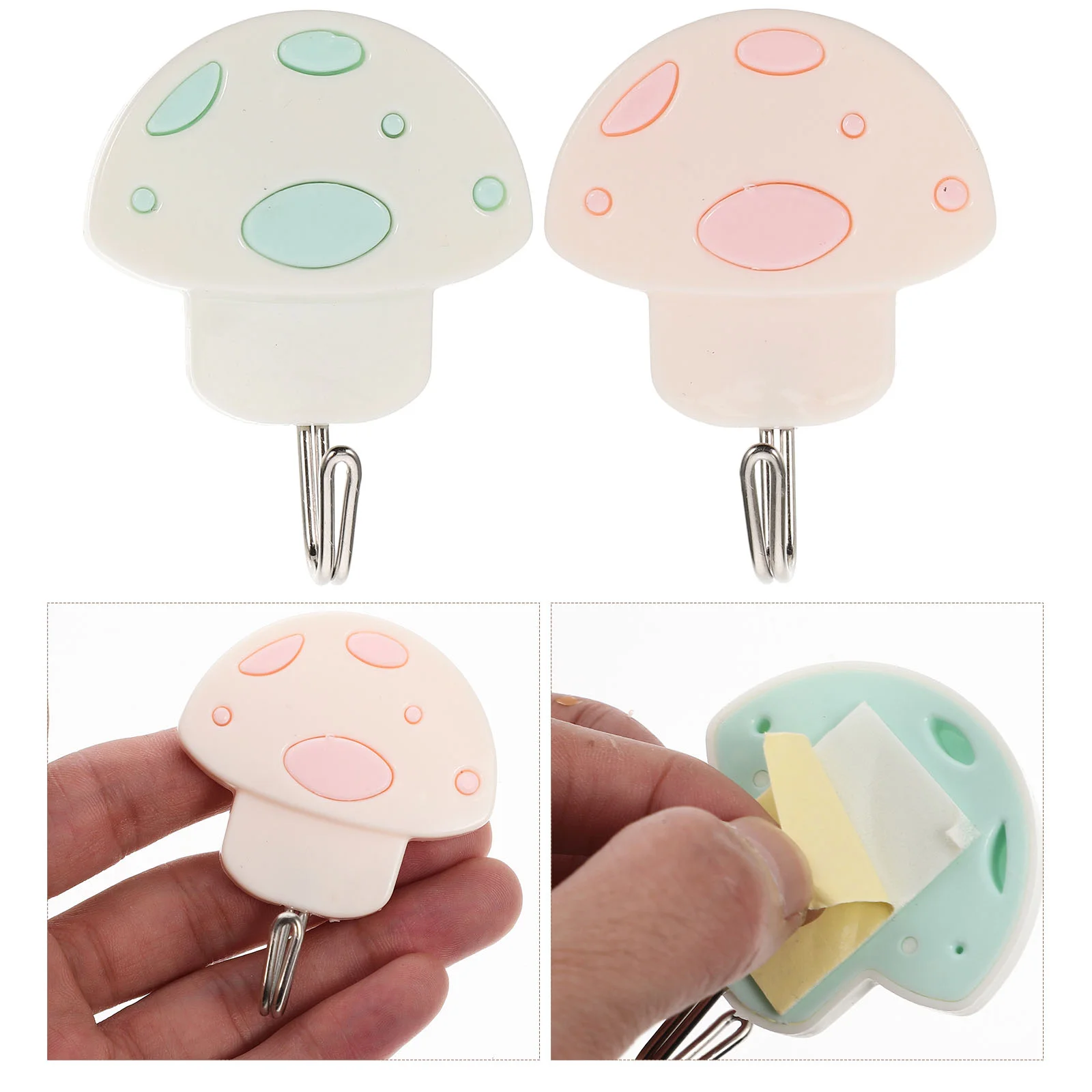 

3 Pcs Clothes Rack Adhesive Wall Hooks Mushroom Bathroom Decor Hangers Reusable Heavy Duty Child