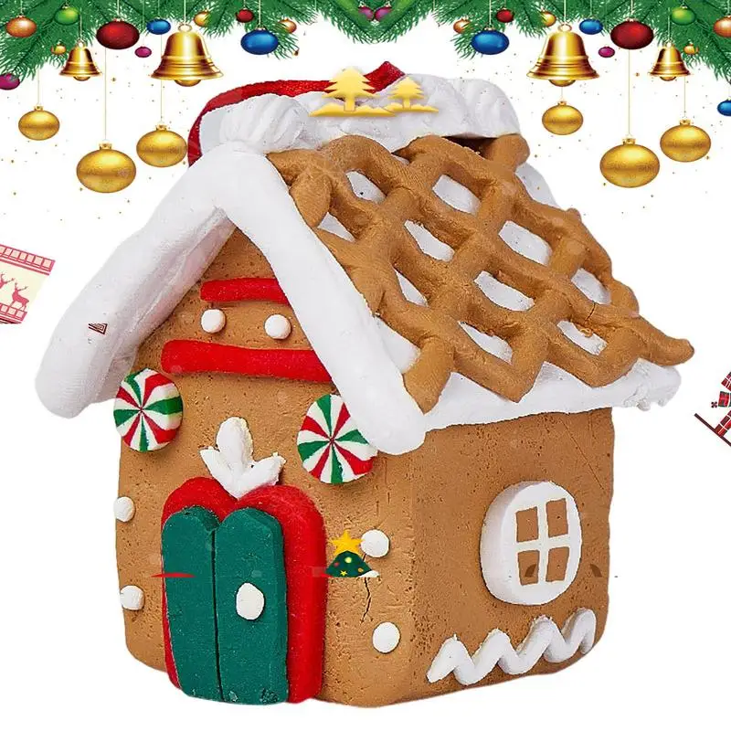 Christmas House Ornaments Bakers Cabin Shape PVC Ornaments for Christmas Hangable Multifunctional Christmas Tree Ornaments