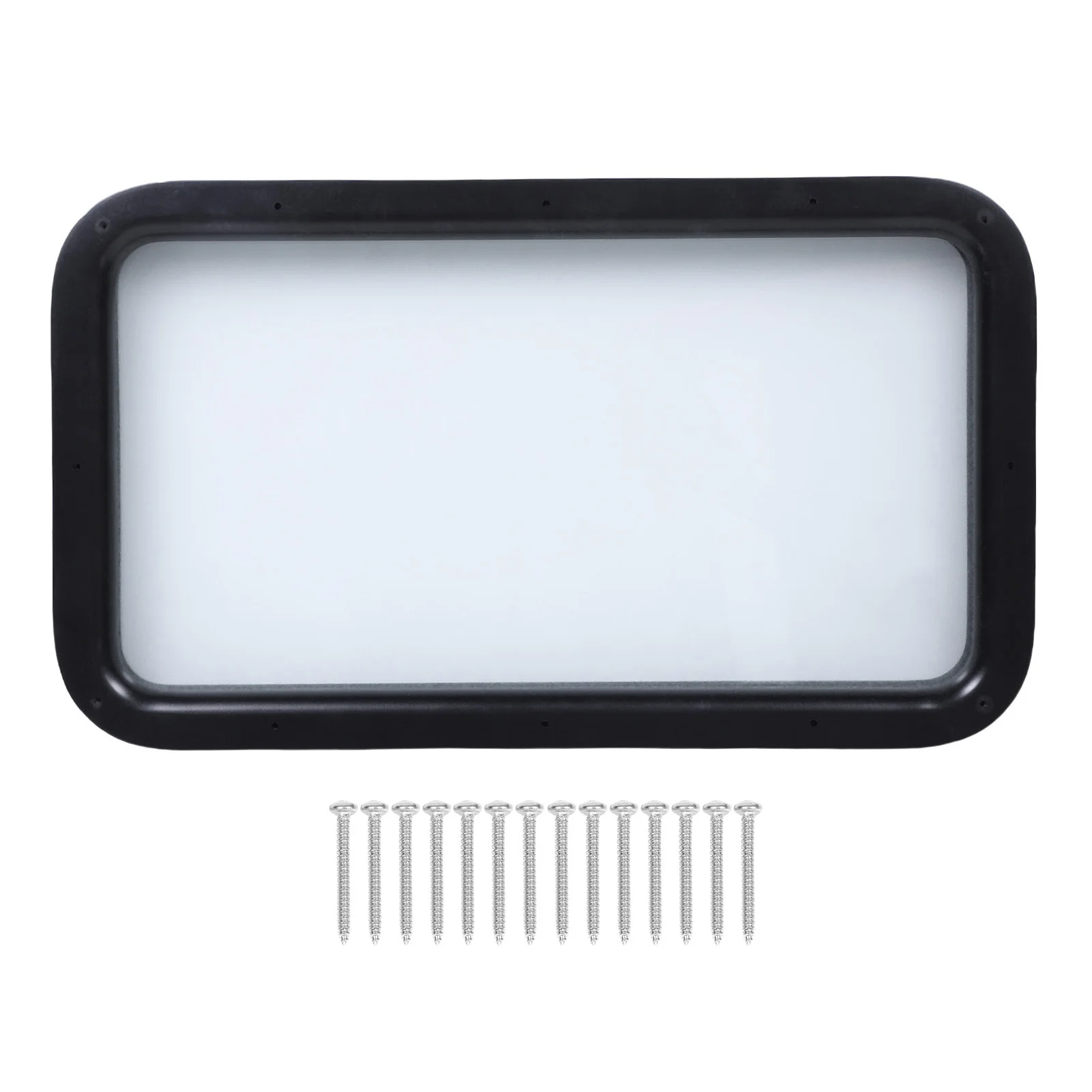 RV Entry Door Window Assembly - Frosted Opaque Glass with Interior/Exterior Frames for Motorhome, Travel Trailer, Camper