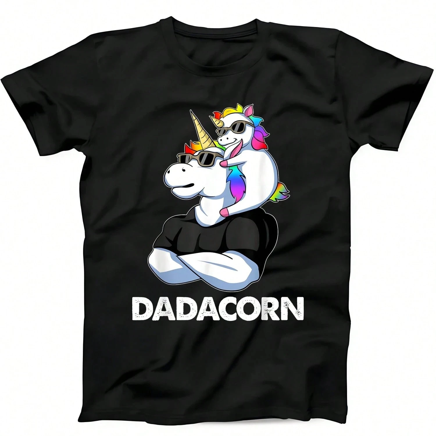 

Рождественская футболка с единорогом для папы и ребенка, интересная рубашка, забавный подарок, футболка унисекс, хлопковые дышащие футболки