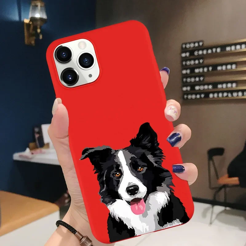 Cute French Bulldog Poodle Border Collie Silicone Phone Case for Iphone 15 14 13 12 11 Pro Max XS SE2 7 8 14Plus XR XS MAX Cover