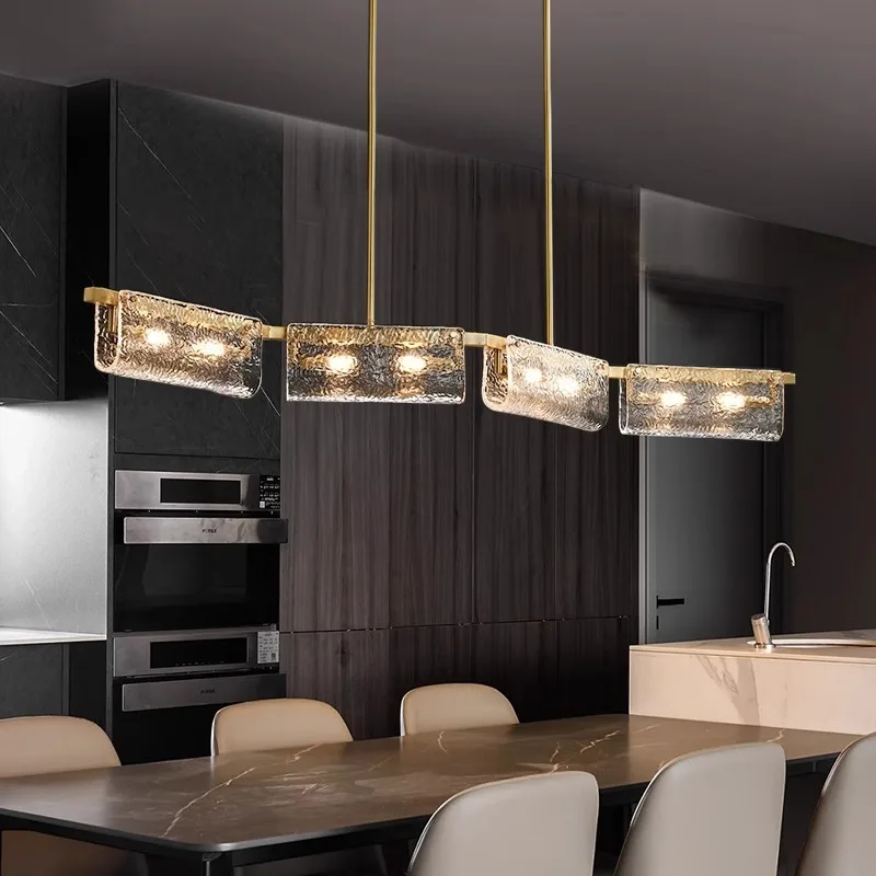 Light luxury all-copper living room chandelier, modern American creative water ripple lamps