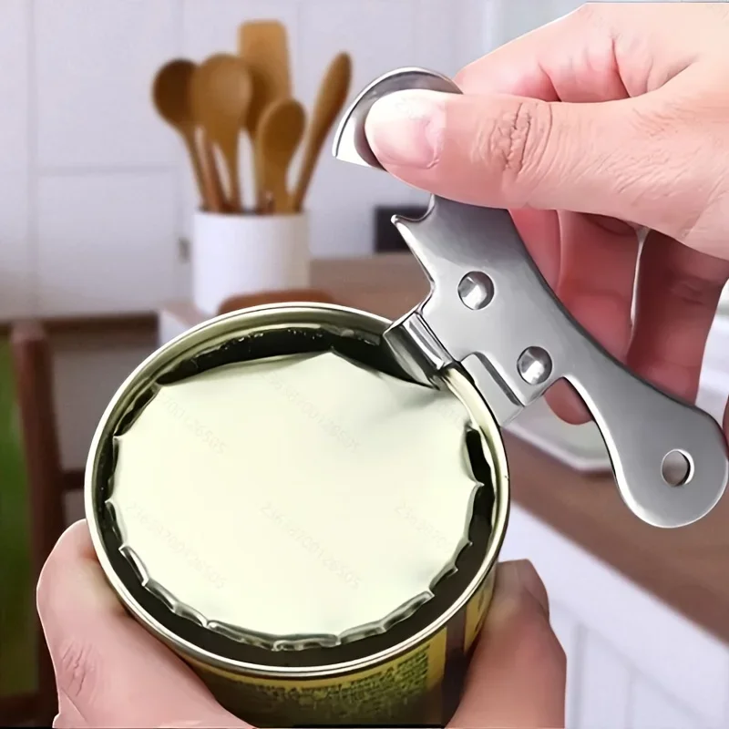 Stainless Steel Manual Can Opener Ergonomic Grip Tin Beer Bottle Cap Jar Opener Kitchen Cooking Tool Gadget Utensil Hand