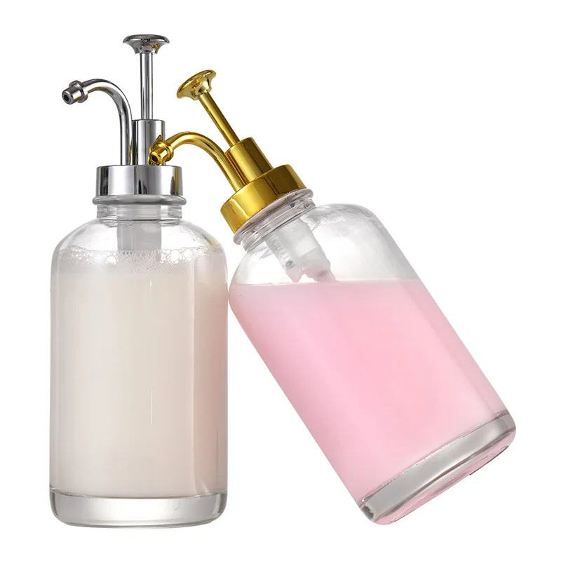 500ml Clear Glass Dispenser Bottle, Coffee Syrup Lotion Soap Dispenser for Home Use view 4