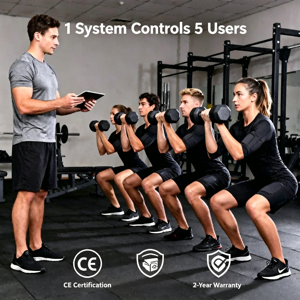 Professional 1-to-5 EMS Group Training System | Wireless Wet Electrode EMS Machine for Gym Studio