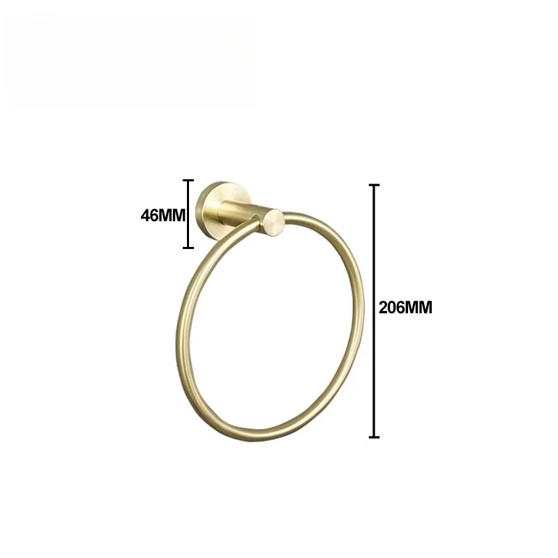304 stainless steel bathroom rack set, wire gold towel ring, towel bar, paper towel rack, coat hook row, household soap dish.