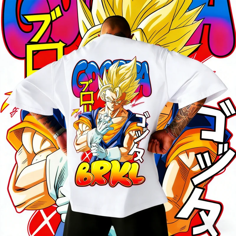 

Летняя футболка 2026 года в стиле ретро Dragon Ball, высококачественная хлопковая футболка оверсайз с принтом Vegetto Graffiti, унисекс для мужчин, женщин и детей, Y2K