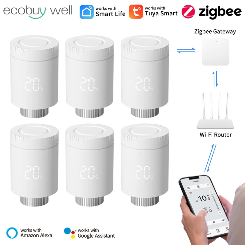 Tuya Zigbee 3.0 Thermostatic Valve Smart Radiator Thermostatic Head Zigbee Valve Smart Life Temperature Controller Alice Alexa
