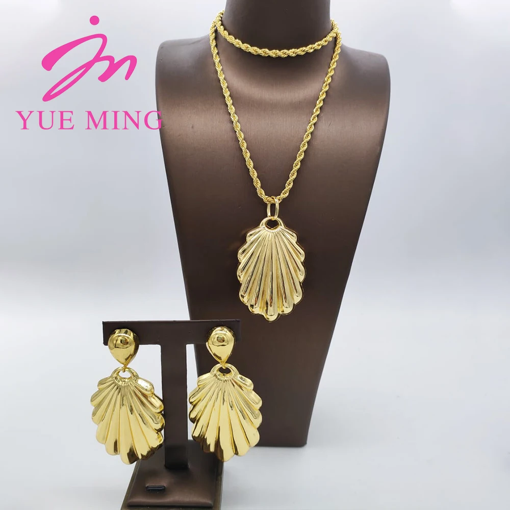 

YM Dubai Jewelry Sets Fashion Copper Earrings Pendent Necklace For Women Romantic Daily Wear Party Wedding Anniversary Gifts