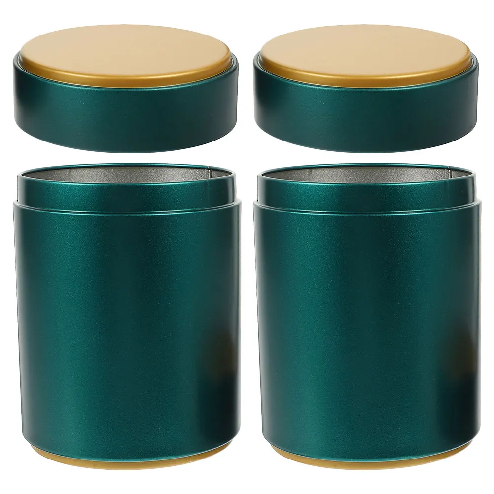 

2Pcs Airtight Tea Canisters Matte Green Tinplate Storage Jars Small Coffee Beans Candy Sugar Container Metal Jar For Loose Leaf