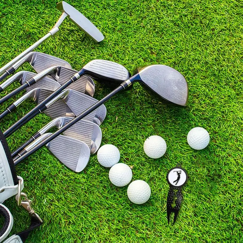 Divot alat perbaikan Divot, spidol bola dan penanda bola seng Aloi, alat perbaikan portabel tahan karat, kokoh, aksesoris Golf untuk membersihkan