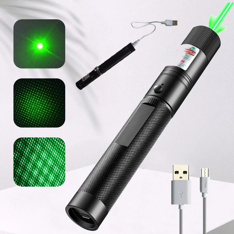 High-quality Laser Pen Green Light Usb Rechargeable Point Projection Strong Light Outdoor Activities Supplies Demonstration Pen