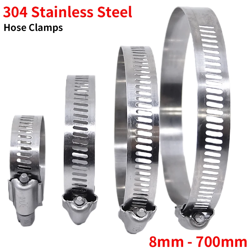 3/10pcs Hose Clips Pipe Clamps 6mm-600mm Stainless Steel Hoop Clamp Hose 304 Stainless Steel Automotive Pipes Clip Fixed Tool