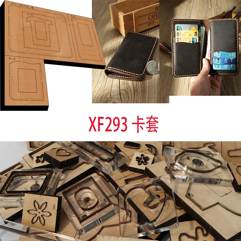 Folding wallet card bag in half Leather Craft Punch Hand Tool Cut  leather craft tools New Japan Steel Blade Wooden Die