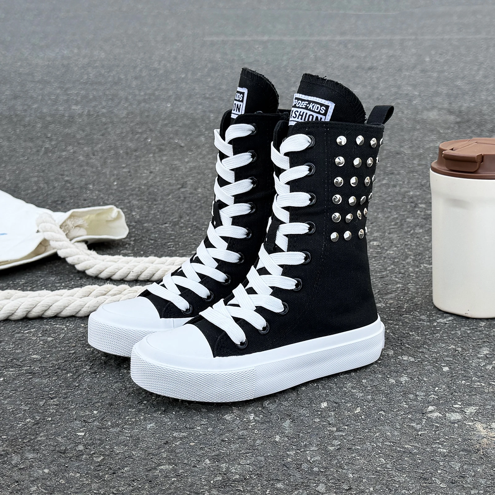 5055 Solid color trendy children's canvas shoes, boys' and girls' board shoes, fashionable and breathable children's shoes soft