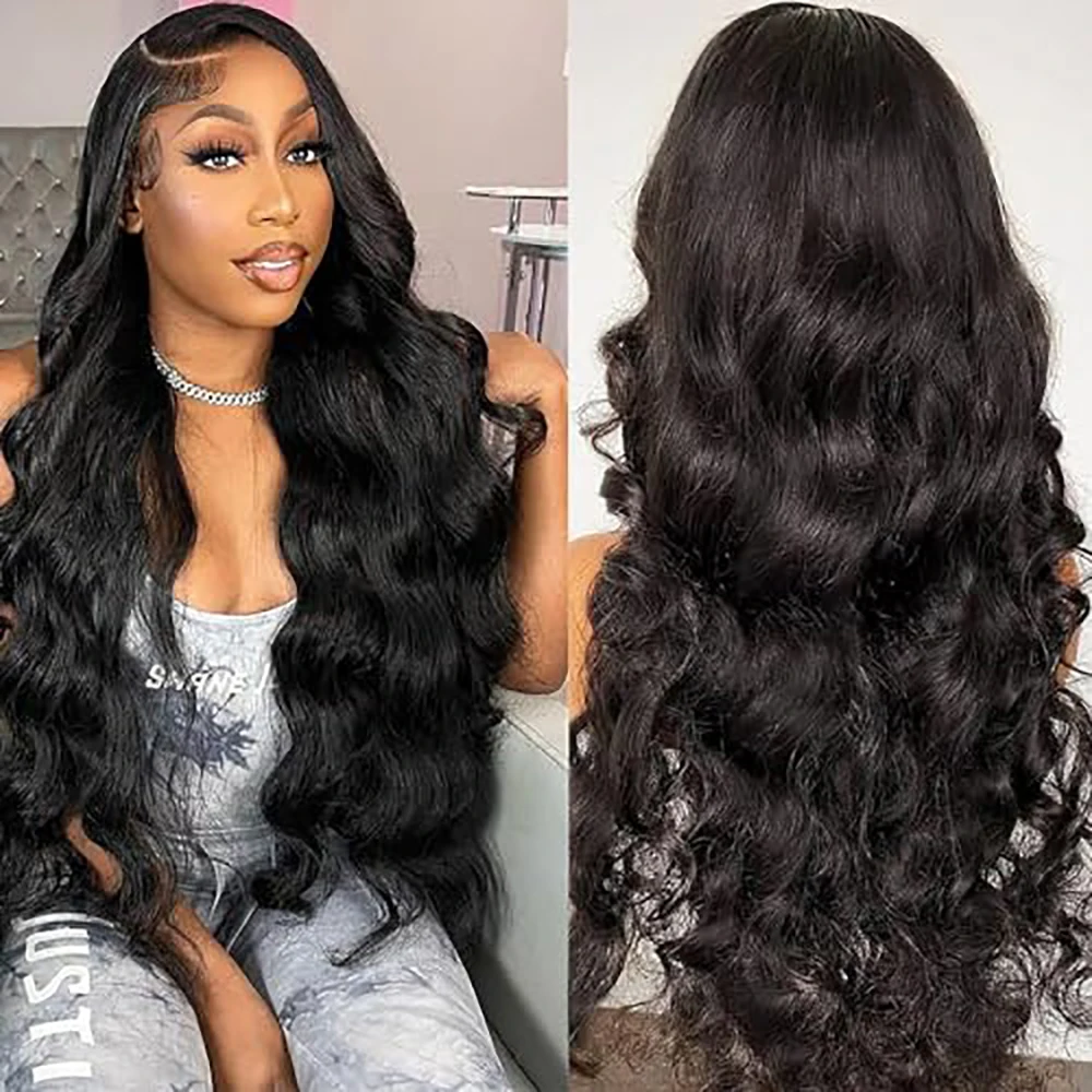 Perruque Lace Front Wig Body Wave Naturelle, Cheveux Humains, Transparent, 13x6, 34 36 Pouces, HD, Pre-Plucked, pour Femme