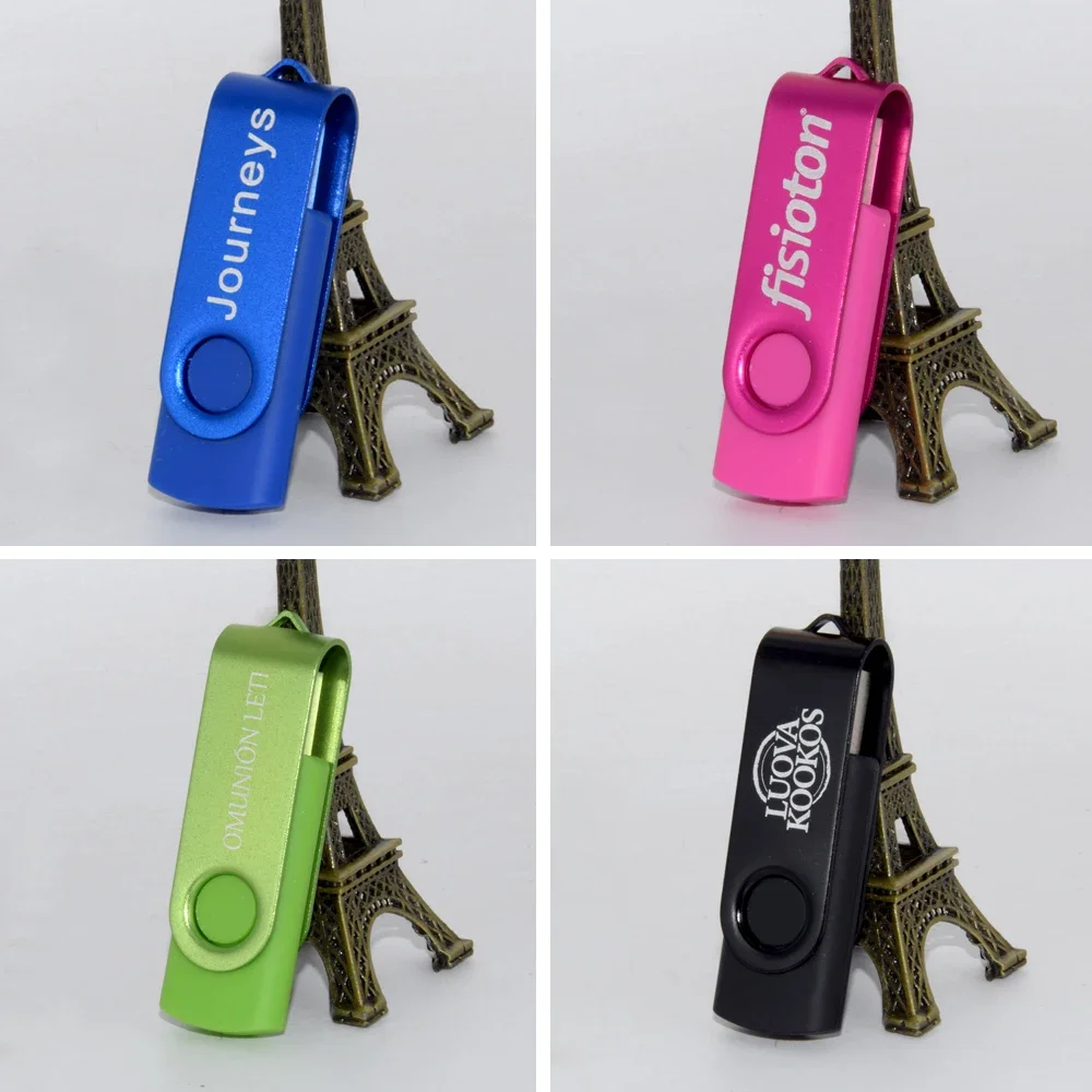 10 buah/lot putar USB Flash Drive 2.0 pena Drive 64GB 32GB 16GB 8GB 4GB Usb stik memori Logo gratis untuk hadiah fotografi