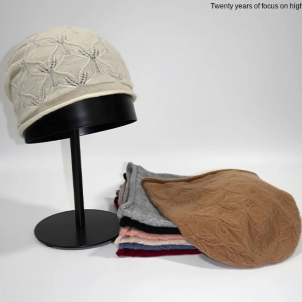 Fashion Head Headwear Cap Hugger Toque Stocking Watch Pure Wool Knitted Hat Women Hollowed-out  Headwear Cappiece Artistic 2M74