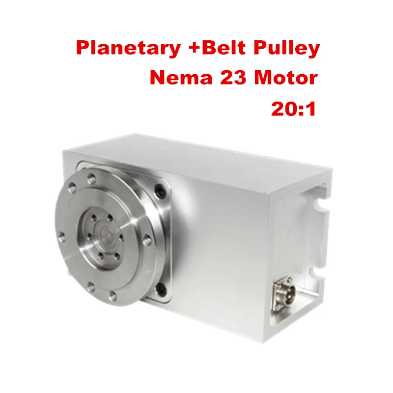 Rotating Shaft A Axis Planetary Reducer Belt Pulley CNC Dividing Head 20:1 For Engraving Machine Two-Phase Stepper Motor 57