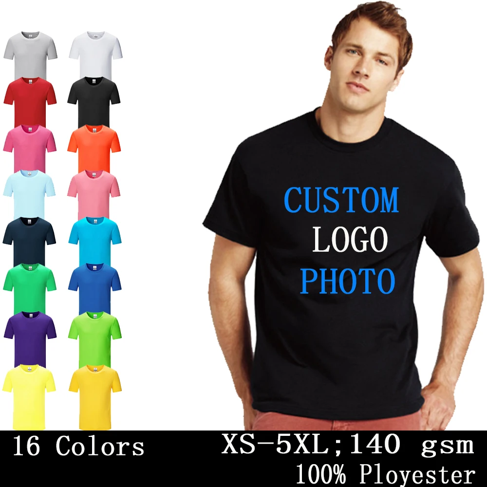 DIY logo Tops & Tees Men's T-shirt Short Sleeve Quick Drying 100% ployester hygroscopic and sweat releasing Unisex XS-5XL