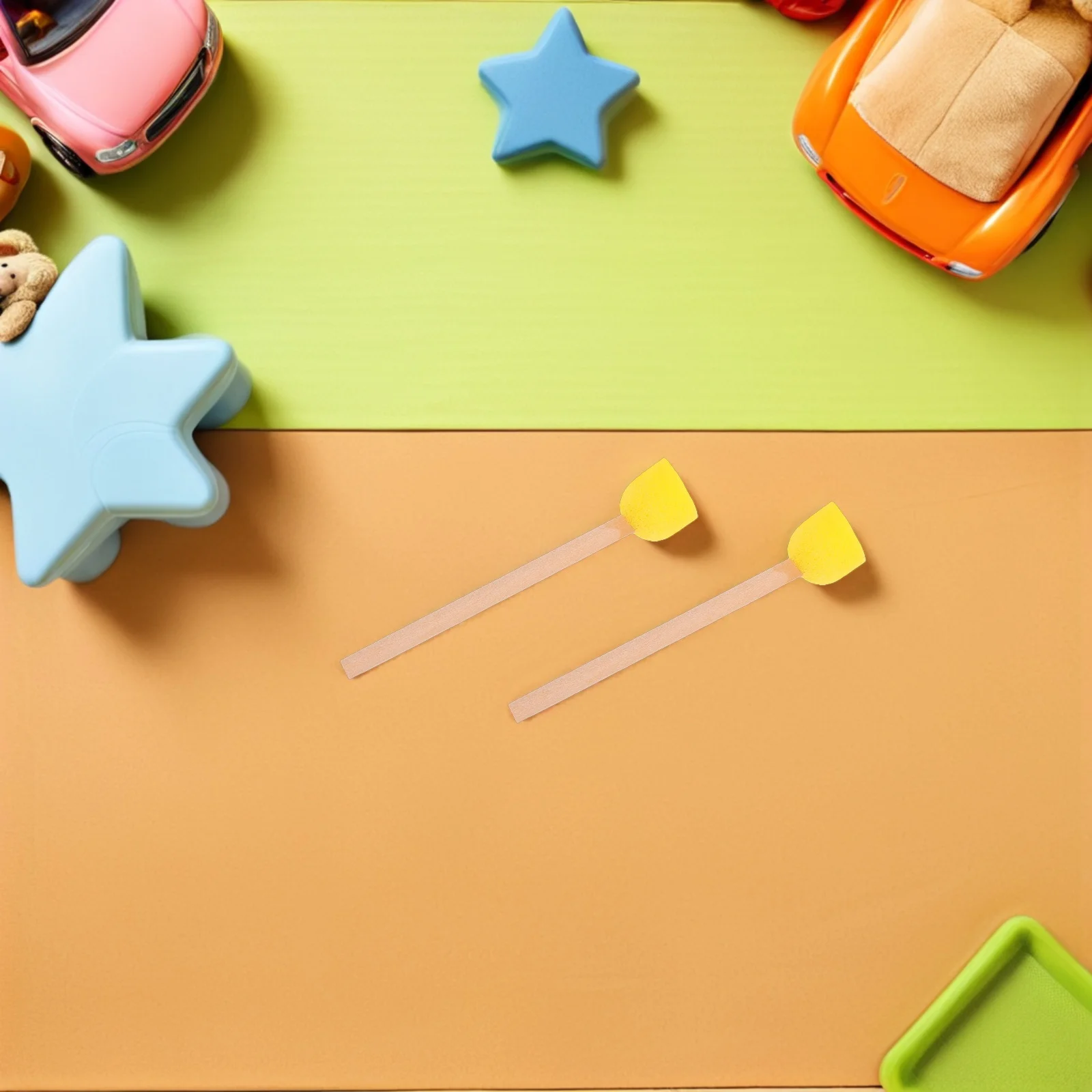 

80pcs Round Sponge Paint Brush 3" Wood Handle Reusable Tool For Acrylic Painting Diy Art Projects Classroom