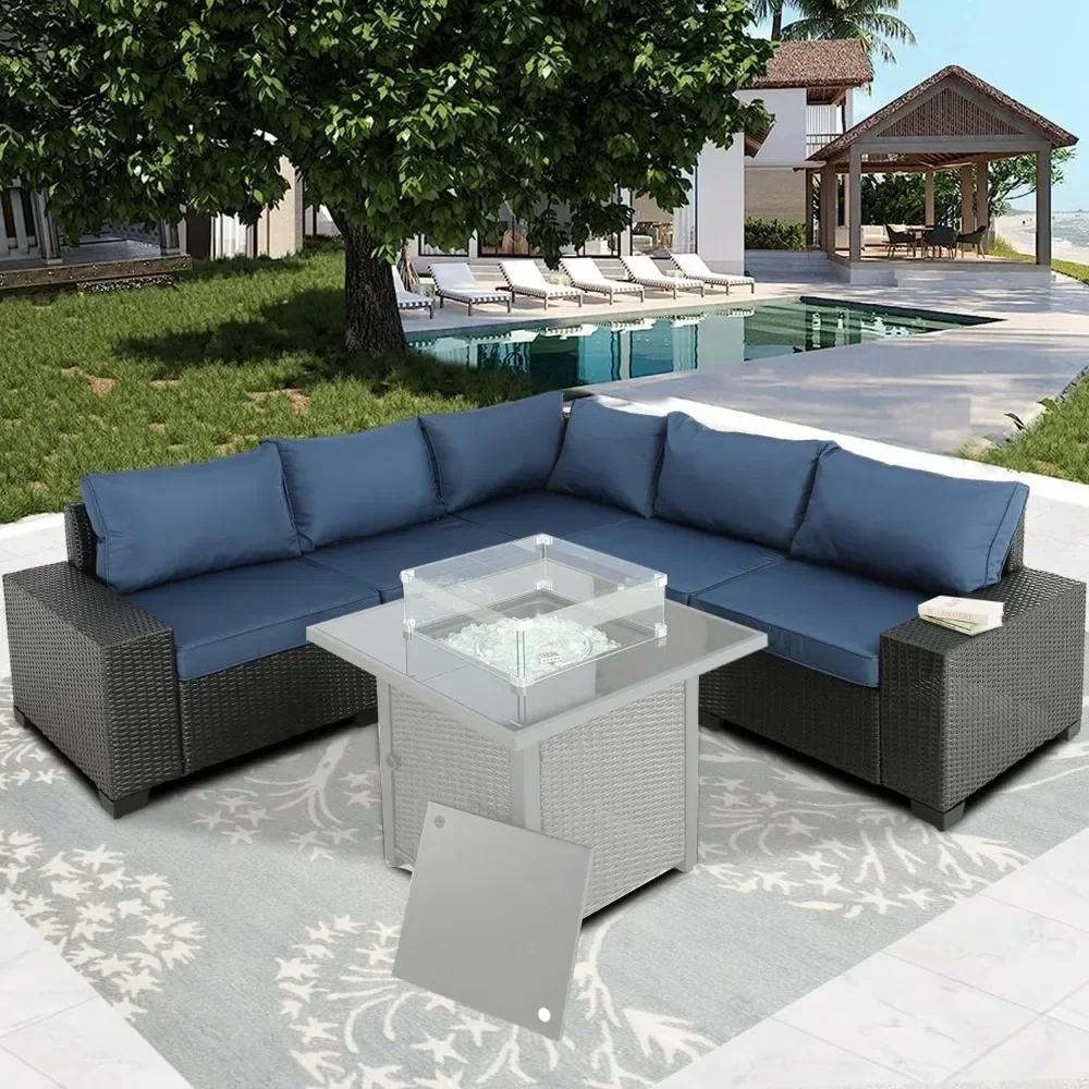 Outdoor Terrace Furniture Set, Terrace Furniture Set Including Combination Sofa, 5 Pieces Excluding Table