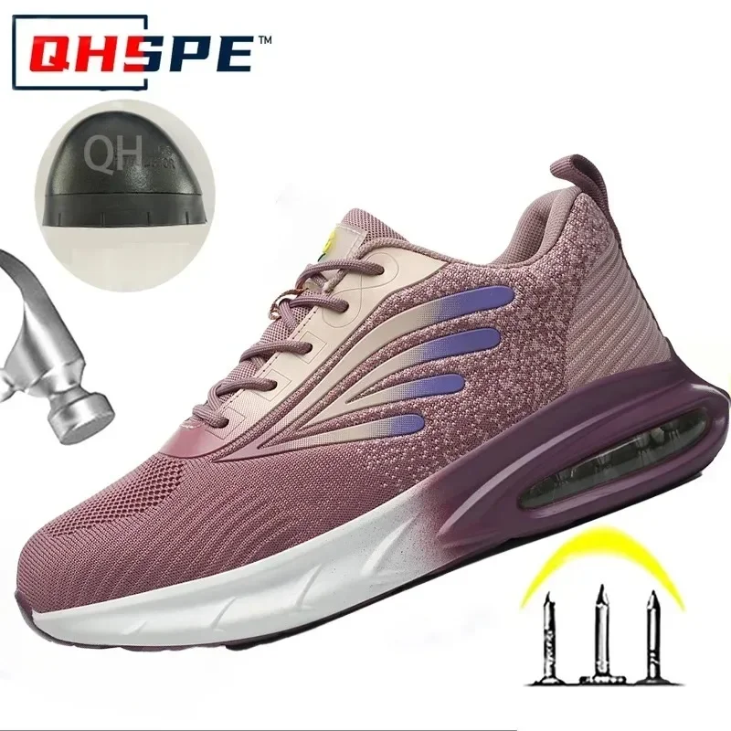 

Steel Toe Shoes Anti Smashing and Anti Stabbing Comfortable Women's Knitted Air Cushion Flying Woven Labor Protection Shoes