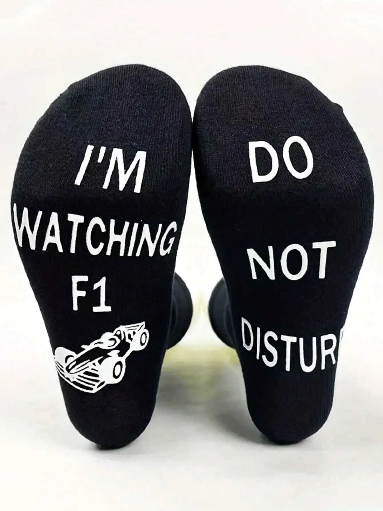 زوج واحد من جوارب الطاقم مع حروف وأنماط سيارات السباق على النعل - نمط للجنسين للارتداء اليومي في الخريف والشتاء #1