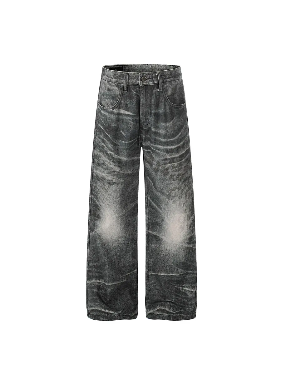 Calças Jeans Retrô Americanas Estilo Cleanfit com Estampa 3D, Corte Solto e Perna Larga para Homens e Mulheres, Estilo Urbano...